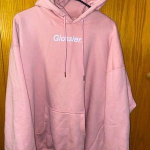 Glossier pink hoodie